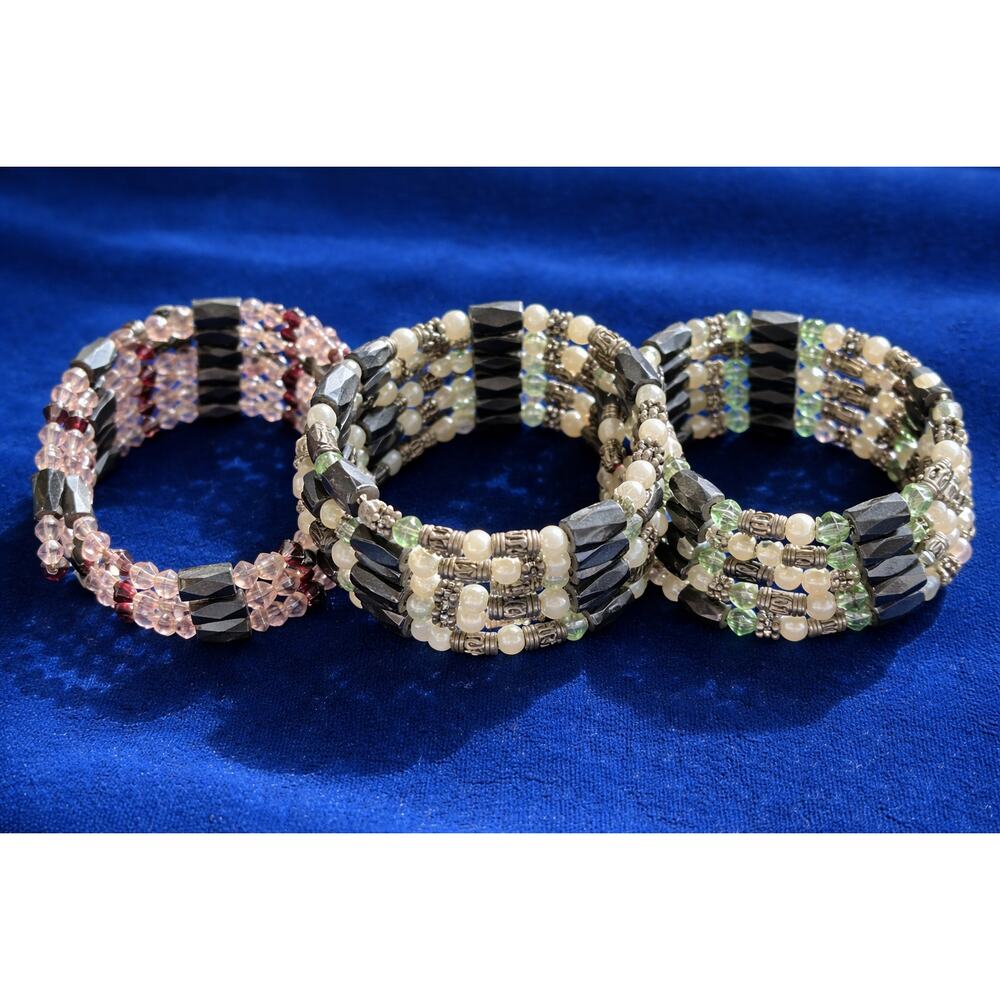 Vintage Magnetic Magnetite Multi-Strand Beaded Bracelet Necklace Choose 1